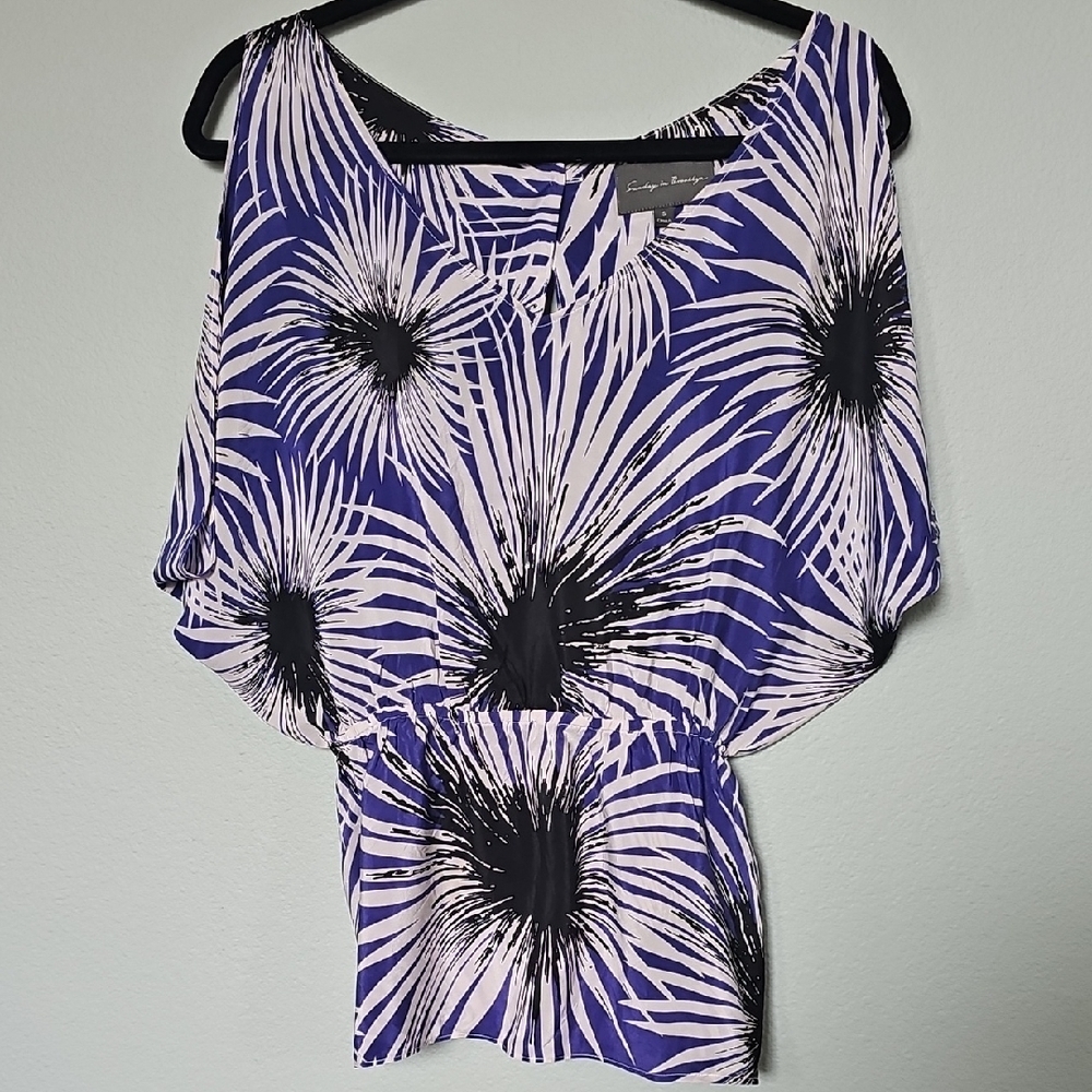 Sunday in Brooklyn Silk Spring Floral Dolman Batwing Blouse Sm